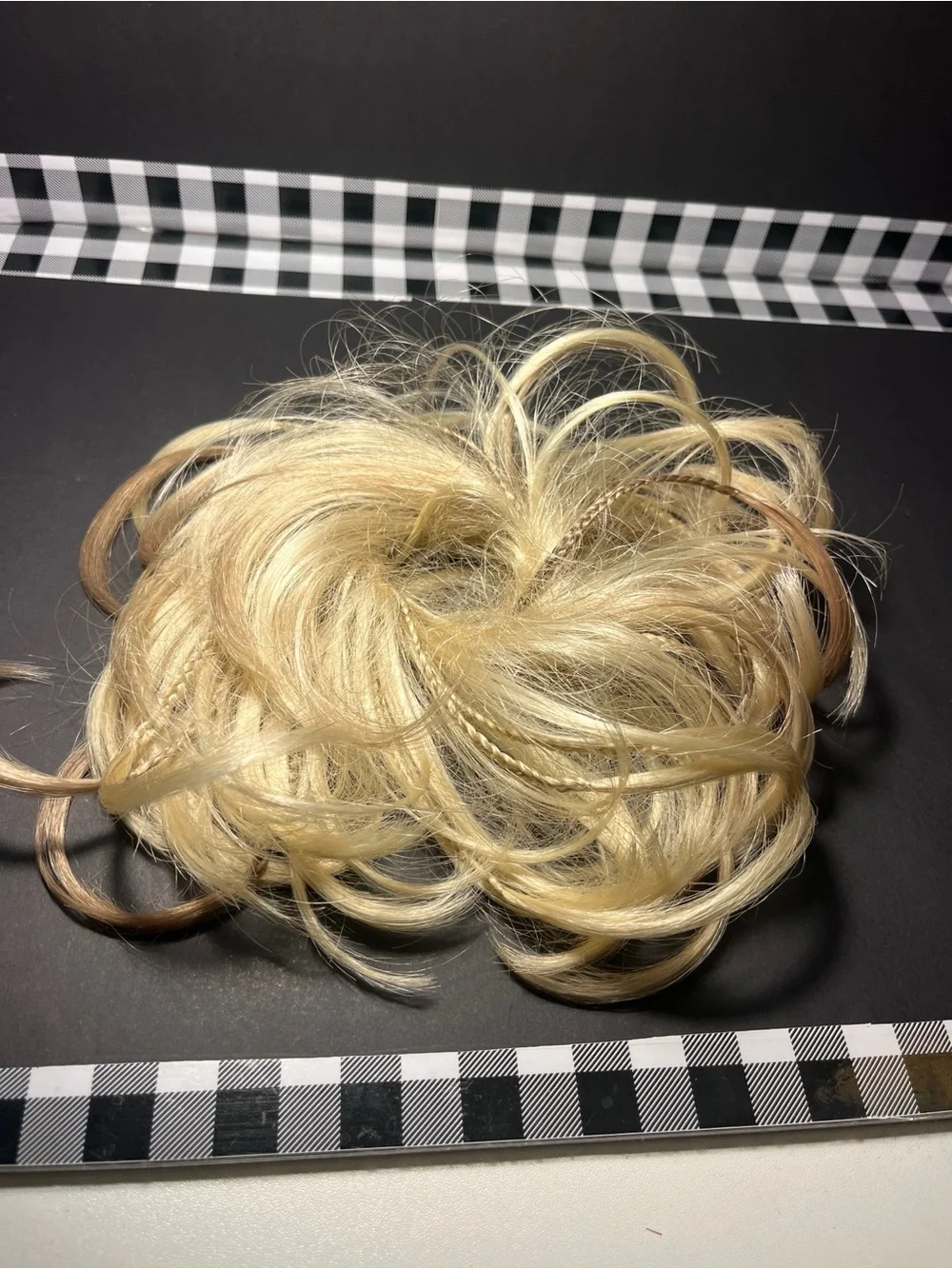Blonde Hair Bun Scrunchie Boho Messy Bun Hair Extension with Accent Braids.